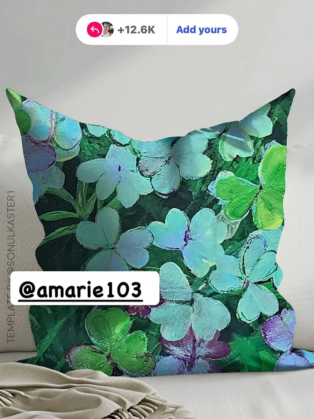 Floral Green & Teal Decorative Throw Pillow